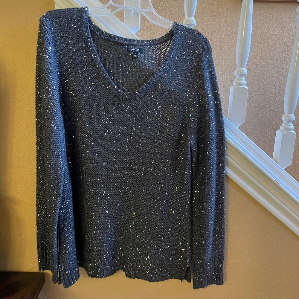 Apt 9 XL Sweater Gray & Silver Sequined